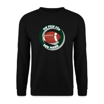 Football - Die Pille für den Mann Geschenkidee - Unisex Pullover - Schwarz - Vorne - Alina (178cm) & Michal (187cm)