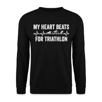 Triathlon Herzschlag - Unisex Pullover - Schwarz - Vorne - Alina (178cm) & Michal (187cm)