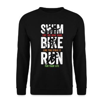 Triathlon Schwimmen Laufen Fahrrad - Unisex Pullover - Schwarz - Vorne - Alina (178cm) & Michal (187cm)