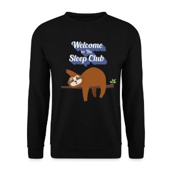 Lustiger, fauler, aber niedlicher Tshirt Design Sleep Club - Unisex Pullover - Schwarz - Vorne - Alina (178cm) & Michal (187cm)