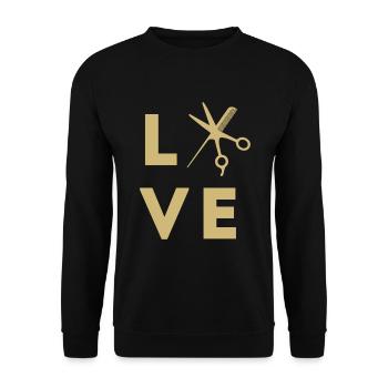 Friseur Frisör Friseurin Frisörin Friseuse - Unisex Pullover - Schwarz - Vorne - Alina (178cm) & Michal (187cm)