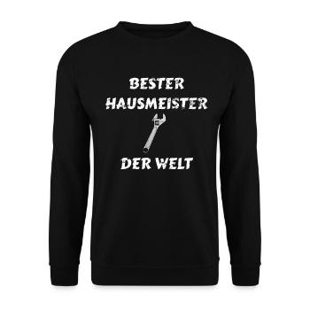 Bester Hausmeister der Welt Shirt Geschenk - Unisex Pullover - Schwarz - Vorne - Alina (178cm) & Michal (187cm)