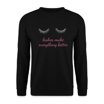 Lashes Make Everything Better Make Up Kosmetiker - Unisex Pullover - Schwarz - Vorne - Alina (178cm) & Michal (187cm)