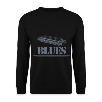 Mundharmonika Blues - Unisex Pullover - Schwarz - Vorne - Alina (178cm) & Michal (187cm)
