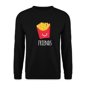 Pommes Freunde Kartoffel Fastfood Ketchup Geschenk - Unisex Pullover - Schwarz - Vorne - Alina (178cm) & Michal (187cm)