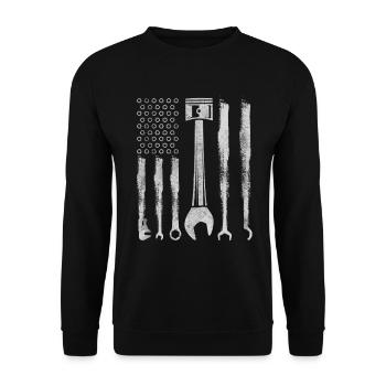 Mechanic US Cars USA Screwdriver Tool Gift - Unisex Sweatshirt - black - Front - Alina (178cm) & Michal (187cm)