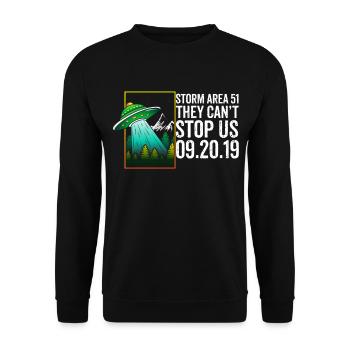 Area 51 T-shirt Alien UFO Ils ne peuvent pas nous arrêter - Sweat-shirt Unisexe - noir - Devant - Alina (178cm) & Michal (187cm)