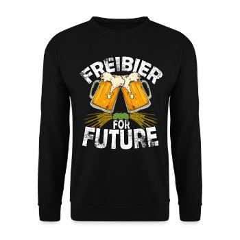 Fridays for Future Parodie / Freibier for future - Unisex Pullover - Schwarz - Vorne - Alina (178cm) & Michal (187cm)