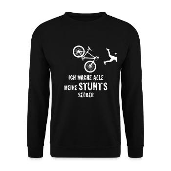 Ich mache alle meine Stunts selber - Unisex Pullover - Schwarz - Vorne - Alina (178cm) & Michal (187cm)