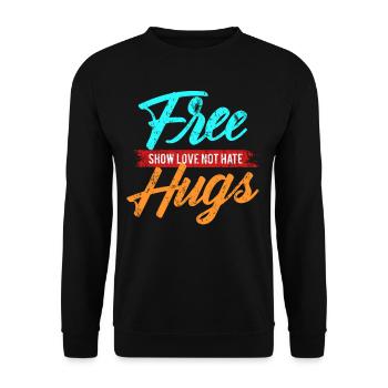 Umarmung Liebe - Unisex Pullover - Schwarz - Vorne - Alina (178cm) & Michal (187cm)
