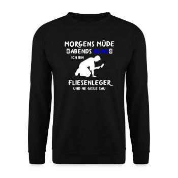 Fliesenleger Handwerker Geburtstag Geschenk Lustig - Unisex Pullover - Schwarz - Vorne - Alina (178cm) & Michal (187cm)