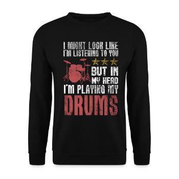 Batteur musicien de Drum - Sweat-shirt Unisexe - noir - Devant - Alina (178cm) & Michal (187cm)
