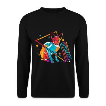 Sphynx Sphinx Katze Retro - Unisex Pullover - Schwarz - Vorne - Alina (178cm) & Michal (187cm)