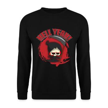 Teufel Sensenmann Hölle Tod Dämon Geschenk - Unisex Pullover - Schwarz - Vorne - Alina (178cm) & Michal (187cm)