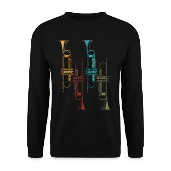 Trompete Retro Geschenk - Unisex Pullover - Schwarz - Vorne - Alina (178cm) & Michal (187cm)