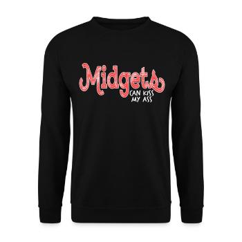 "Zwerg kann meinen Arsch küssen" Lustiges und freches T-Shirt - Unisex Pullover - Schwarz - Vorne - Alina (178cm) & Michal (187cm)