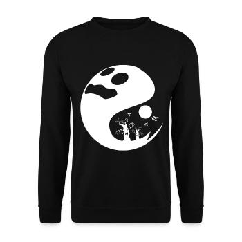 Geist Halloween Outfit Geisterstunde Geister - Unisex Pullover - Schwarz - Vorne - Alina (178cm) & Michal (187cm)