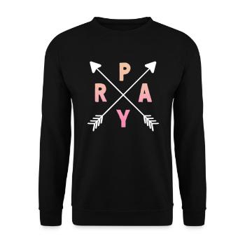Christian Prayer Arrows Pray Power Prayer Pink - Unisex Sweatshirt - black - Front - Alina (178cm) & Michal (187cm)
