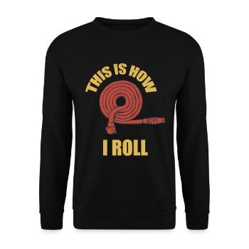 Fire Brigade Held Equipment Water Hose - Unisex Sweatshirt - black - Front - Alina (178cm) & Michal (187cm)