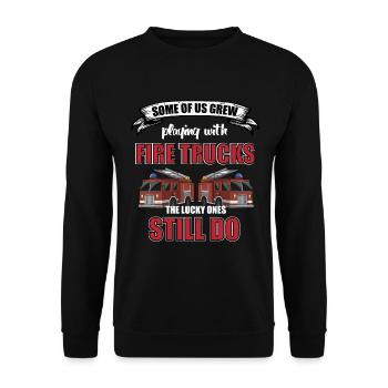 Fire Department Fire Engine Hydrant Water Cannon - Unisex Sweatshirt - black - Front - Alina (178cm) & Michal (187cm)