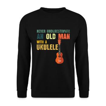 Ukulele Alter Mann Papa Opa Geschenk - Unisex Pullover - Schwarz - Vorne - Alina (178cm) & Michal (187cm)