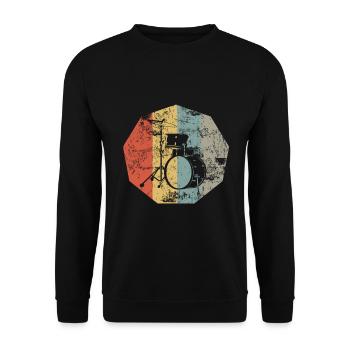 Drums Retro Music Instrument Gift - Unisex Sweatshirt - black - Front - Alina (178cm) & Michal (187cm)