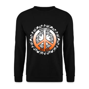 Make Love Not War Hippie Kostüm Weltfriendenstag - Unisex Pullover - Schwarz - Vorne - Alina (178cm) & Michal (187cm)