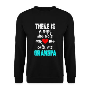 Opa Enkelin Herz Liebe Familie Geschenk - Unisex Pullover - Schwarz - Vorne - Alina (178cm) & Michal (187cm)