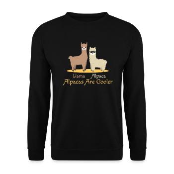 Llama Alpaca Are Cooler Alpaka Tier Süß Niedlich - Unisex Pullover - Schwarz - Vorne - Alina (178cm) & Michal (187cm)