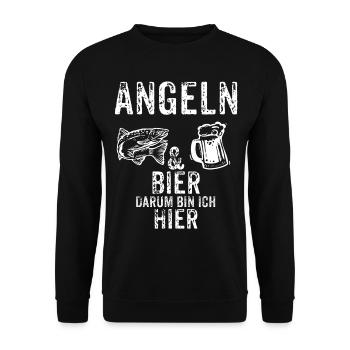 Angeln und Bier Angler Sportfischer Sportfischen - Unisex Pullover - Schwarz - Vorne - Alina (178cm) & Michal (187cm)