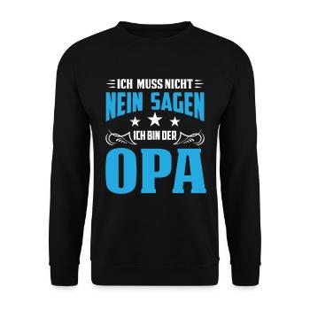 Der Opa muss nicht nein sagen - Unisex Pullover - Schwarz - Vorne - Alina (178cm) & Michal (187cm)