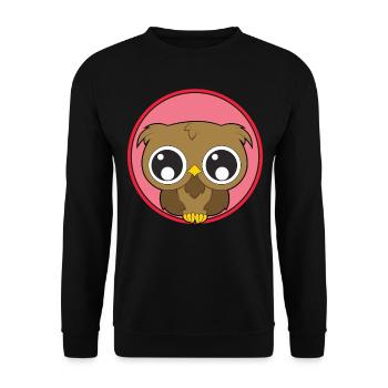 Eule niedlich Tiere - Unisex Pullover - Schwarz - Vorne - Alina (178cm) & Michal (187cm)
