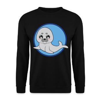 Otarie phoque mignonne - Sweat-shirt Unisexe - noir - Devant - Alina (178cm) & Michal (187cm)