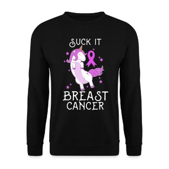 Idée cadeau licorne cancer du sein - Sweat-shirt Unisexe - noir - Devant - Alina (178cm) & Michal (187cm)