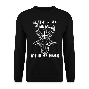 Vegan Heavy Metal Rock Musik Geschenkidee - Unisex Pullover - Schwarz - Vorne - Alina (178cm) & Michal (187cm)