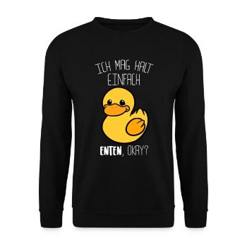 Enten Ich mag halt Enten Lustig - Unisex Pullover - Schwarz - Vorne - Alina (178cm) & Michal (187cm)