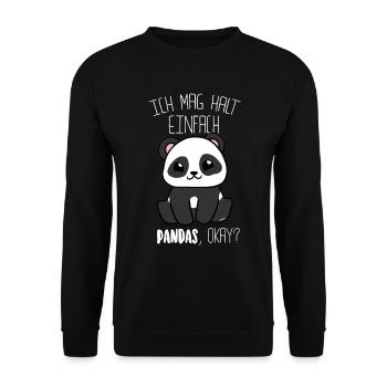 Panda Ich mag halt Pandas Lustig - Unisex Pullover - Schwarz - Vorne - Alina (178cm) & Michal (187cm)