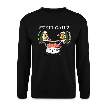 Sushi Kawaii Funny Gym Food Lover - Unisex Sweatshirt - black - Front - Alina (178cm) & Michal (187cm)