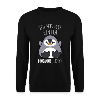 Pinguin Ich mag halt Pinguine Lustig - Unisex Pullover - Schwarz - Vorne - Alina (178cm) & Michal (187cm)
