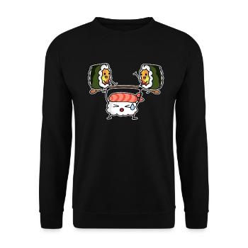 Sushi Kawaii Funny Gym Food Lover - Unisex Sweatshirt - black - Front - Alina (178cm) & Michal (187cm)