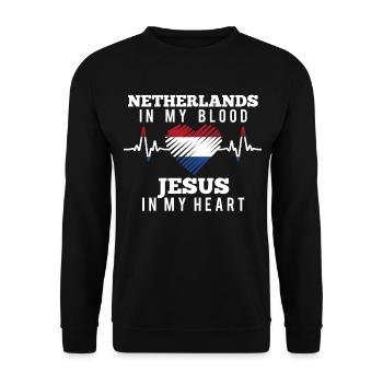 Netherlands Jesus - Unisex Sweatshirt - black - Front - Alina (178cm) & Michal (187cm)