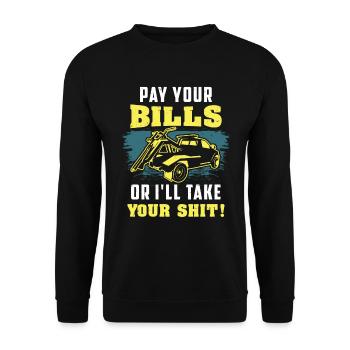 REPO MAN : Pay Your Bills huissier - Sweat-shirt Unisexe - noir - Devant - Alina (178cm) & Michal (187cm)