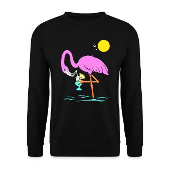 Flamingo Graphic Flamingo amateur de cocktails - Sweat-shirt Unisexe - noir - Devant - Alina (178cm) & Michal (187cm)