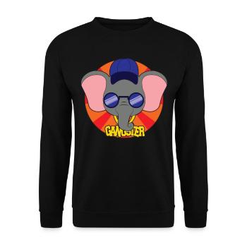 Tier cartoon Elefant gangster - Unisex Pullover - Schwarz - Vorne - Alina (178cm) & Michal (187cm)