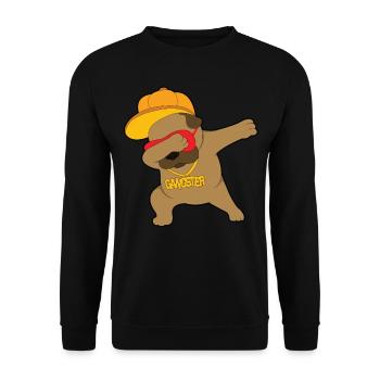 Mopshund dabbing gangster Tiere - Unisex Pullover - Schwarz - Vorne - Alina (178cm) & Michal (187cm)