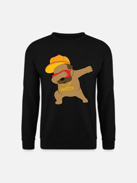 Pug dog dabbing gangster animals - Unisex Sweatshirt - black
