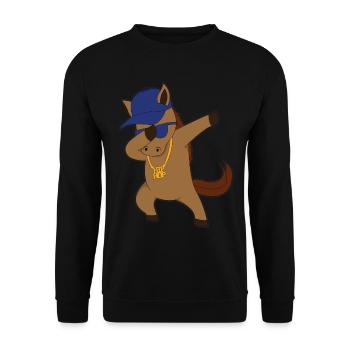 Horse comic dabbing cool - Unisex Sweatshirt - black - Front - Alina (178cm) & Michal (187cm)