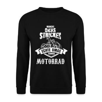 Motorrad Maschine Oma - Unisex Pullover - Schwarz - Vorne - Alina (178cm) & Michal (187cm)