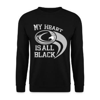 Nouvelle-Zélande Fan De Rugby Kiwi Fern Leaf Tout Noir - Sweat-shirt Unisexe - noir - Devant - Alina (178cm) & Michal (187cm)