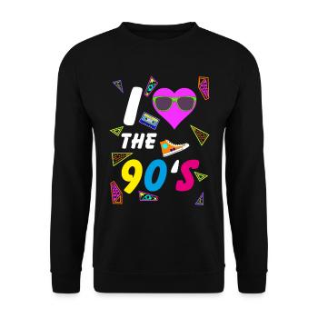 Années 90 Love Mixtape Sneaker costume couleurs colorées - Sweat-shirt Unisexe - noir - Devant - Alina (178cm) & Michal (187cm)